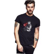 Qivi Mike Tyson İmza Boks Baskılı Siyah Erkek Örme T-shirt