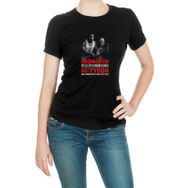 Qivi Mike Tyson My Life With Boks Baskılı Siyah Kadın Örme T-shirt