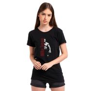 Qivi Mike Tyson Punch Boks Baskılı Siyah Kadın Örme T-shirt