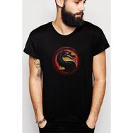 Qivi Mortal Kombat Logo Baskılı Siyah Erkek Örme T-shirt