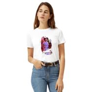 Qivi Nancy Wallpaper Baskılı Beyaz Kadın Örme T-shirt