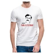 Qivi Narcos Pablo Escobar Baskılı Beyaz Erkek T-shirt