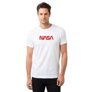 Qivi Nasa Kırkızı Baskılı Beyaz Erkek T-shirt