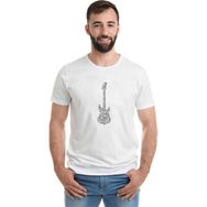 Qivi Notalar Gitar Music Baskılı Beyaz Erkek Örme T-shirt