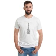 Qivi Notalar Gitar Music Baskılı Beyaz Erkek Örme T-shirt