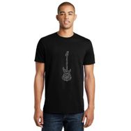 Qivi Notalar Gitar Music Baskılı Siyah Erkek Örme T-shirt