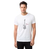 Qivi Notalar Gitar Music Müzik Baskılı Beyaz Erkek Örme T-shirt