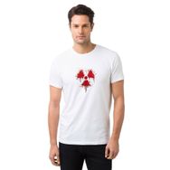Qivi Nükleer Baskılı Beyaz Erkek Örme T-shirt