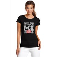 Qivi Only God Can Judge Me Fck Ju Ce Baskılı Beyaz Örme Kadın T-shirt