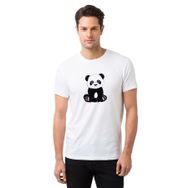 Qivi Panda Baskılı Beyaz Erkek T-shirt