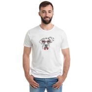 Qivi Papyonlu Köpek Baskılı Beyaz Erkek T-shirt