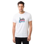 Qivi Peace Love Music Baskılı Beyaz Erkek T-shirt