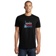 Qivi Peace Love Music Baskılı Siyah Erkek Örme T-shirt