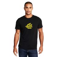 Qivi Peace Sarı Baskılı Siyah Erkek Örme T-shirt
