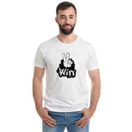 Qivi Peace Win Baskılı Beyaz Erkek T-shirt