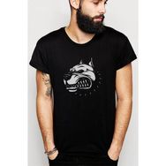 Qivi Pitbull Hate Baskılı Siyah Erkek Örme T-shirt