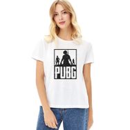 Qivi Pubg 3 Adam Team Baskılı Beyaz Örme Kadın T-shirt