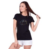 Qivi Pubg 3D Kask Born to Loot Baskılı Siyah Örme Kadın T-shirt