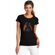 Qivi Pubg Ateşli Vector Baskılı Siyah Örme Kadın T-shirt