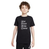 Qivi Pubg Eat Sleep Pubg Repeat Baskılı Unisex Çocuk Siyah T-shirt
