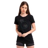Qivi Pubg Fuck Run Forest Run Baskılı Siyah Kadın Örme T-shirt