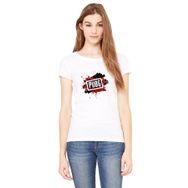 Qivi Pubg Kan Pubg Siyah Baskılı Beyaz Örme Kadın T-shirt