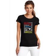 Qivi Pubg Karışık Baskılı Siyah Örme Kadın T-shirt
