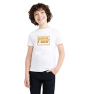 Qivi Pubg Logo1 Sıyah Baskılı Unisex Çocuk Beyaz T-shirt