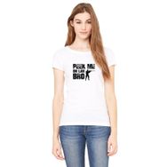 Qivi Pubg Peek Me on Lan Bro Baskılı Beyaz Örme Kadın T-shirt