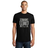 Qivi Pubg Straight Outta Mylta Baskılı Siyah Erkek Örme T-shirt
