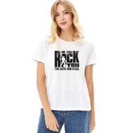 Qivi Queen We Will Rock You Baskılı Beyaz Örme Kadın T-shirt