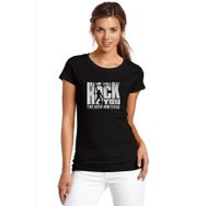 Qivi Queen We Will Rock You Baskılı Siyah Örme Kadın T-shirt