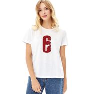 Qivi Rainbow Six 6 Baskılı Beyaz Örme Kadın T-shirt