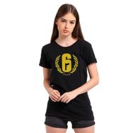 Qivi Rainbow Six Gun Baskılı Siyah Örme Kadın T-shirt
