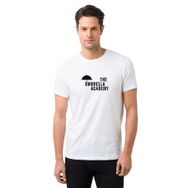 Qivi RF0218-ERKTS The Umbrella Academy Logo Yazı Baskılı Beyaz Örme Erkek T-shirt