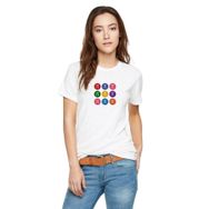 Qivi RF0247-KDNTS 14 Mart Dünya Pi Günü Dj Baskılı Beyaz Kadın Örme T-shirt