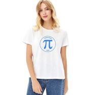 Qivi RF0249-KDNTS 14 Mart Dünya Pi Günü Baskılı Beyaz Kadın Örme T-shirt