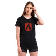 Qivi RF0266-KDNTS Apex Logo Baskılı Siyah Örme Kadın T-shirt