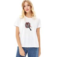Qivi RF0492-KDNTS Pubg Winner Tava Baskılı Beyaz Örme Kadın T-shirt