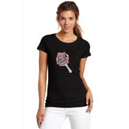 Qivi RF0492-KDNTS Pubg Winner Tava Baskılı Siyah Örme Kadın T-shirt