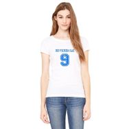 Qivi RF0515-KDNTS Riverdale 9 Baskılı Beyaz Örme Kadın T-shirt