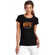 Qivi RF0576-KDNTS UFC Ultimate Fighting Championship Baskılı Siyah Örme Kadın T-shirt