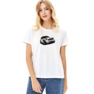 Qivi RF0642-KDNTS Araba Baskılı Beyaz Örme Kadın T-shirt