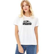 Qivi RF0666-KDNTS VW Golf Gtı Baskılı Beyaz Örme Kadın T-shirt