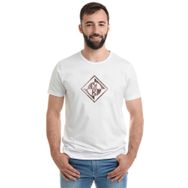 Qivi RF1125-ERKTS Machine Head Baskılı Beyaz Örme Erkek T-shirt