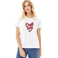Qivi Riverdale Death Wish Baskılı Beyaz Örme Kadın T-shirt