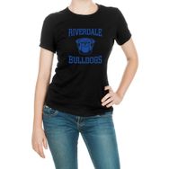 Qivi Riverdale Riverdale Bulldogs Logo Baskılı Siyah Örme Kadın T-shirt