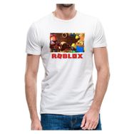 Qivi Roblox Baskılı Beyaz Erkek Örme T-shirt