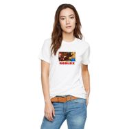 Qivi Roblox Baskılı Beyaz Örme Kadın T-shirt