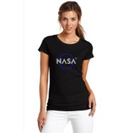 Qivi Rocket Logo Royalty Baskılı Siyah Örme Kadın T-shirt